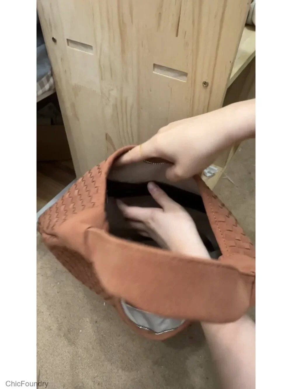 Woven Suede Slouchy Hobo Tote Bag Vegan Leather Women's Shoulder Purse